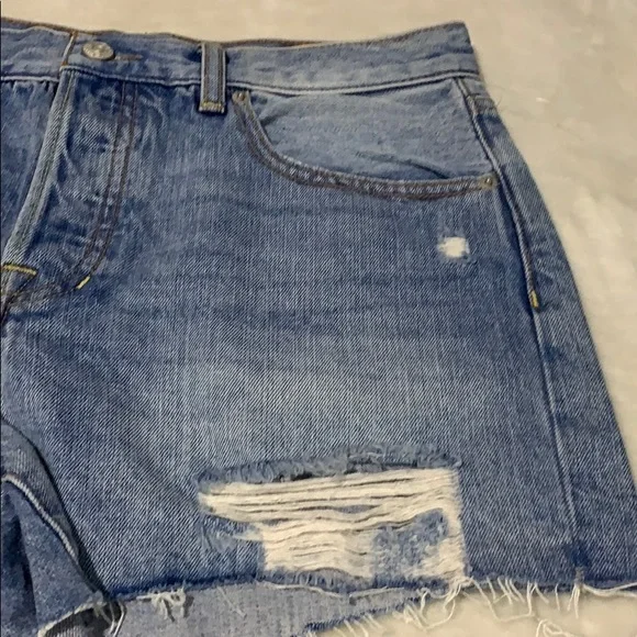 New Free People Sofia Short in Washed Denim Waves - Picture 5 of 7